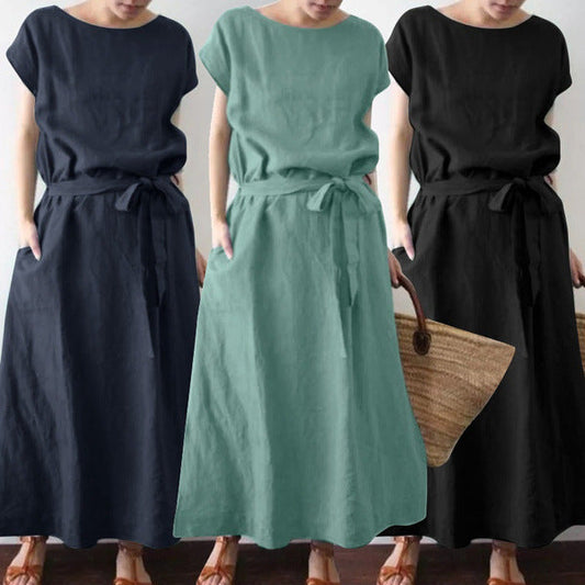 LB | Bohème Stylowa sukienka maxi z paskiem