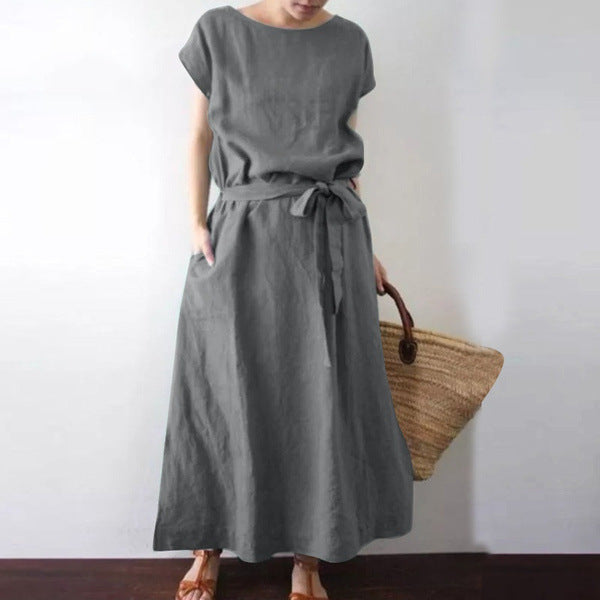 LB | Bohème Stylowa sukienka maxi z paskiem