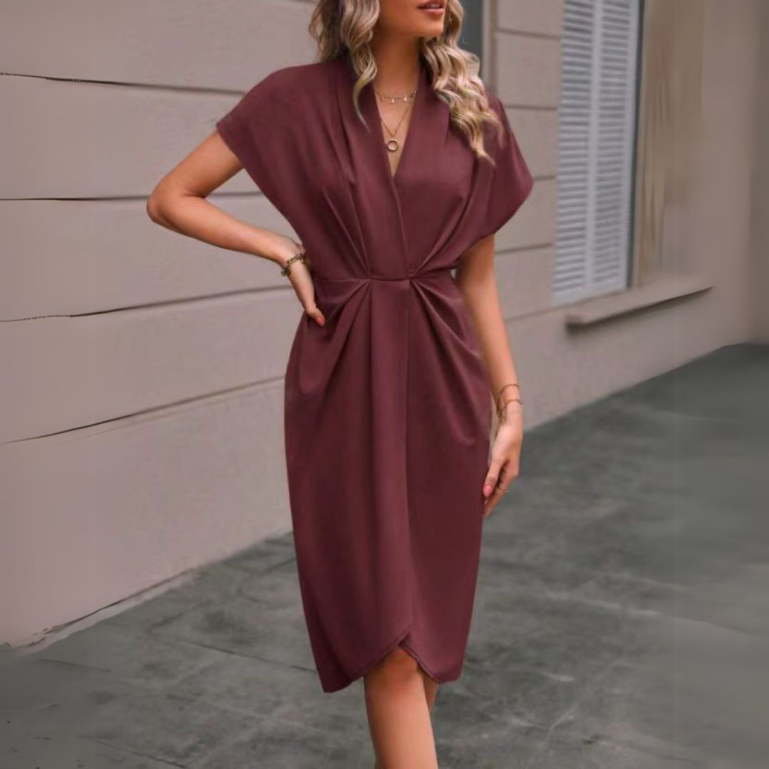 LB | Elegancka drapowana sukienka midi dla kobiet
