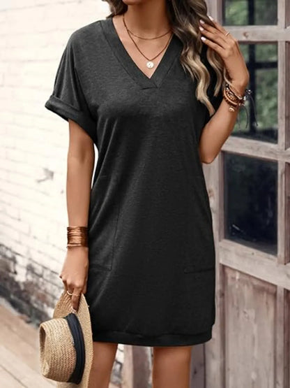 LB | Koszulka mini z krótkim rękawem V-neck