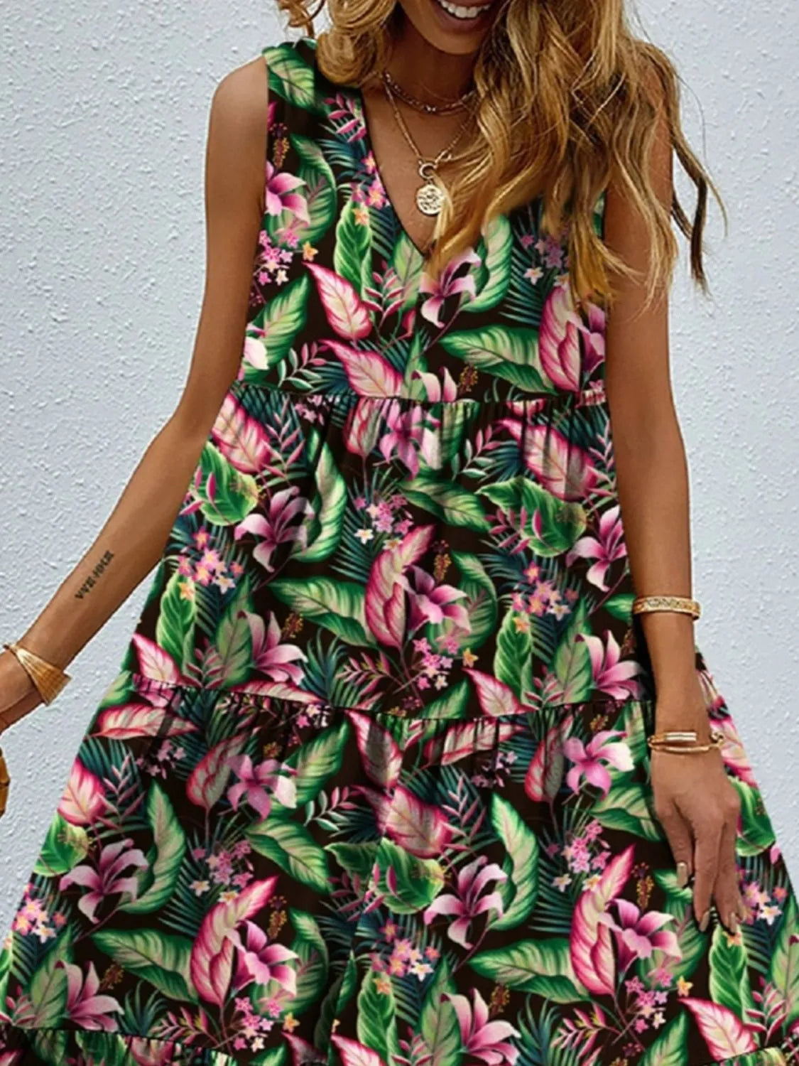 LB | Sukienka maxi tank w kwiatowe paski
