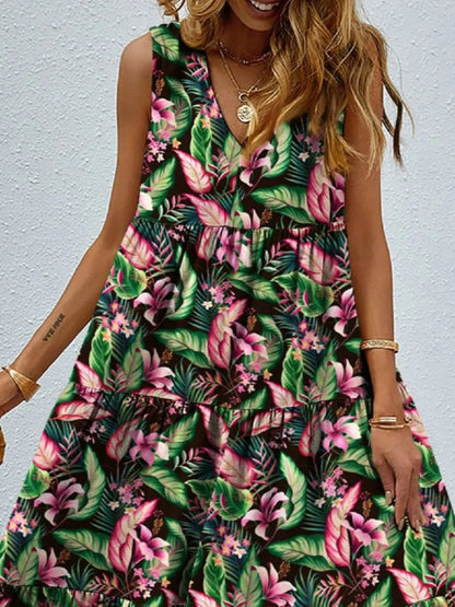 LB | Sukienka maxi tank w kwiatowe paski