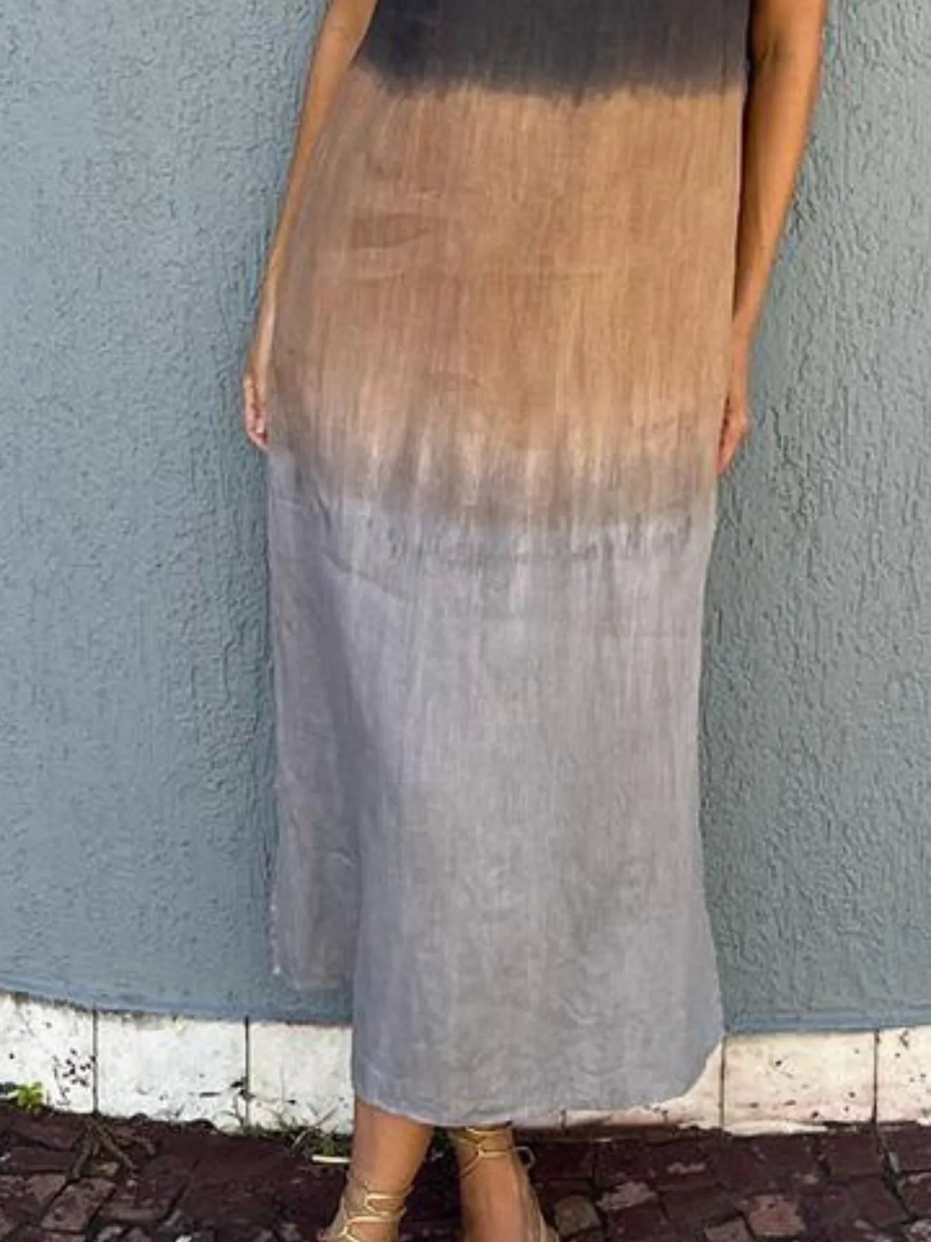LB | Full Size Gradient Tank Midi Dress bez rękawów Plus Size