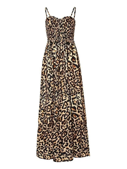 LB | Full Size Leopard Print Spaghetti Strap Maxi Dress Plus Size