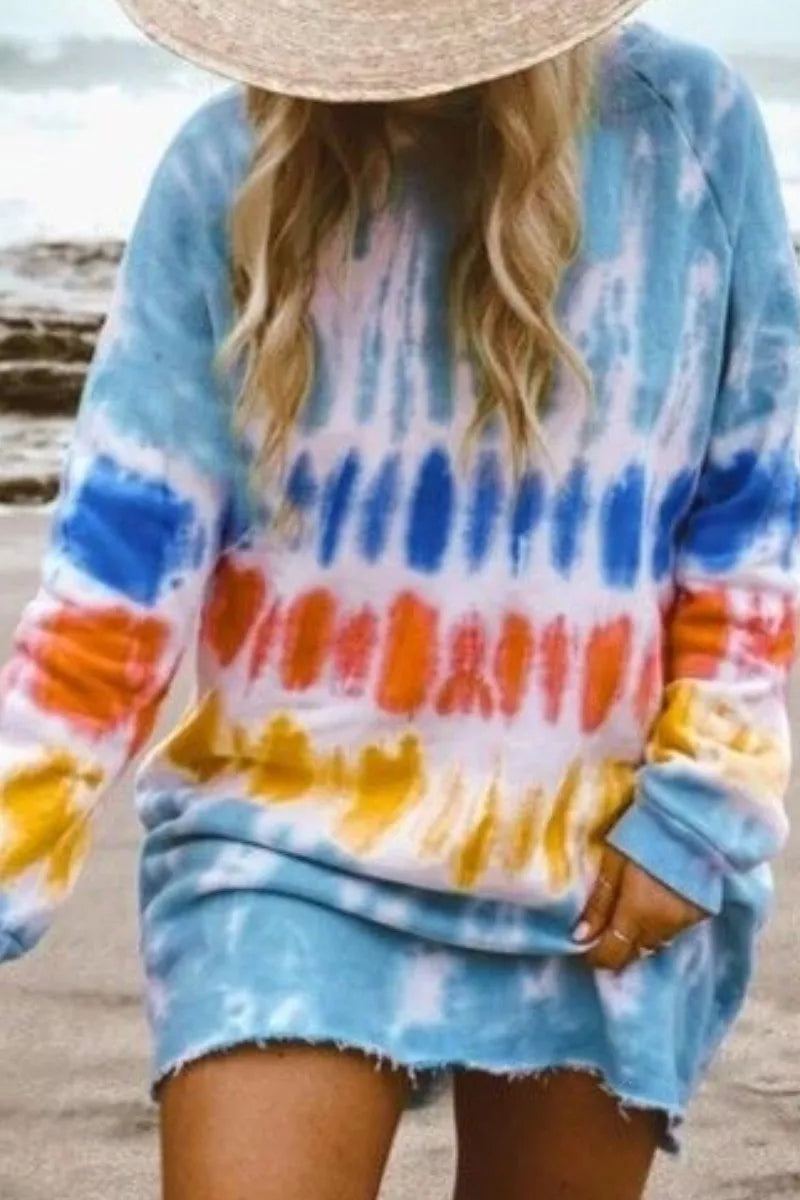 LB | Florcoo Tie-dye niebieska mini sukienka (4 kolory)