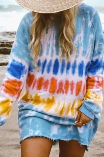 LB | Florcoo Tie-dye niebieska mini sukienka (4 kolory)