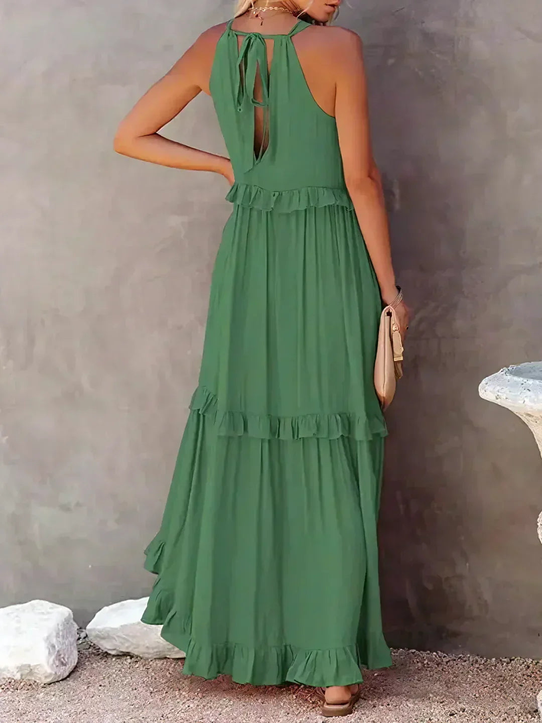 LB | Halter Ruffle Maxi Dress