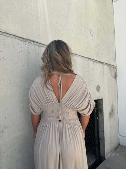 LB | V-neck z rozcięciem długa sukienka maxi