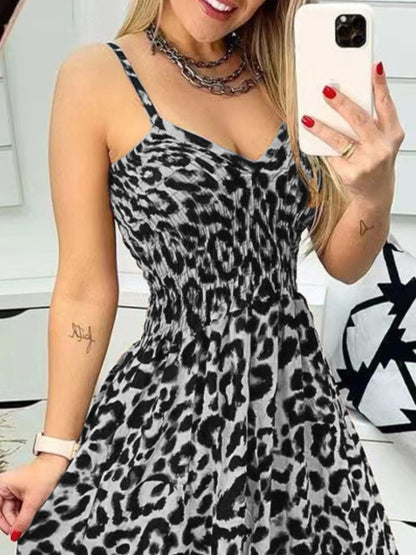 LB | Full Size Leopard Print Spaghetti Strap Maxi Dress Plus Size