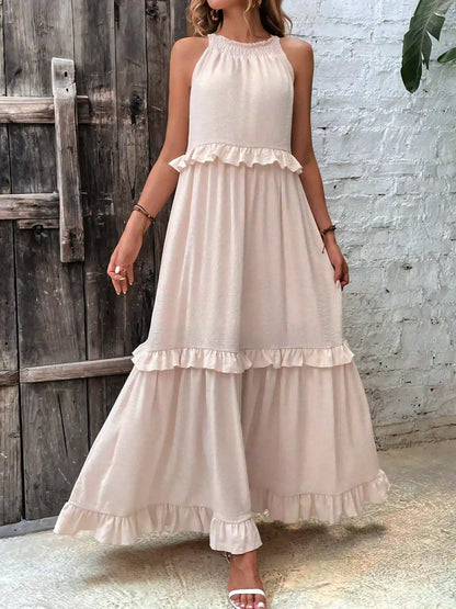 LB | Halter Ruffle Maxi Dress