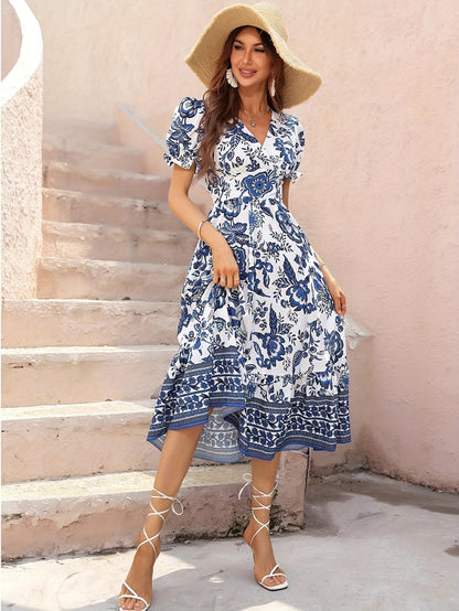 LB | Sukienka midi Blue Blossom