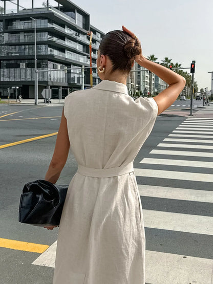 LB | Tie Waist Cap Sleeve Maxi Dress