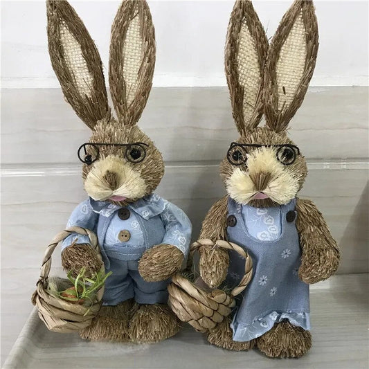 BunnyHello - ozdoba z pozdrowieniami słomianego królika