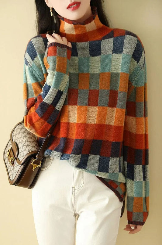 AS | Elegancki sweter z golfem i nadrukiem