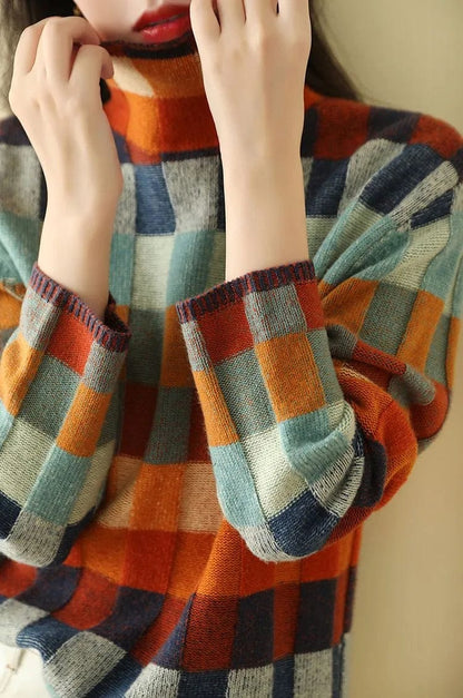 AS | Elegancki sweter z golfem i nadrukiem