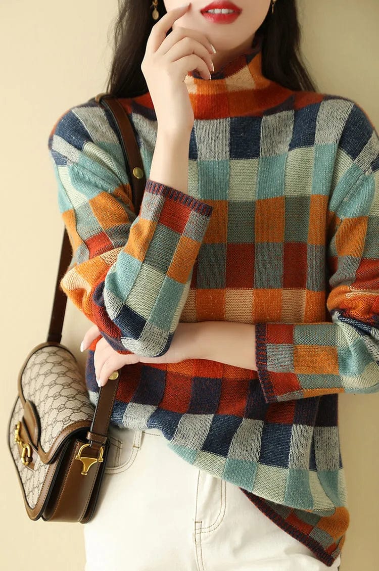 AS | Elegancki sweter z golfem i nadrukiem