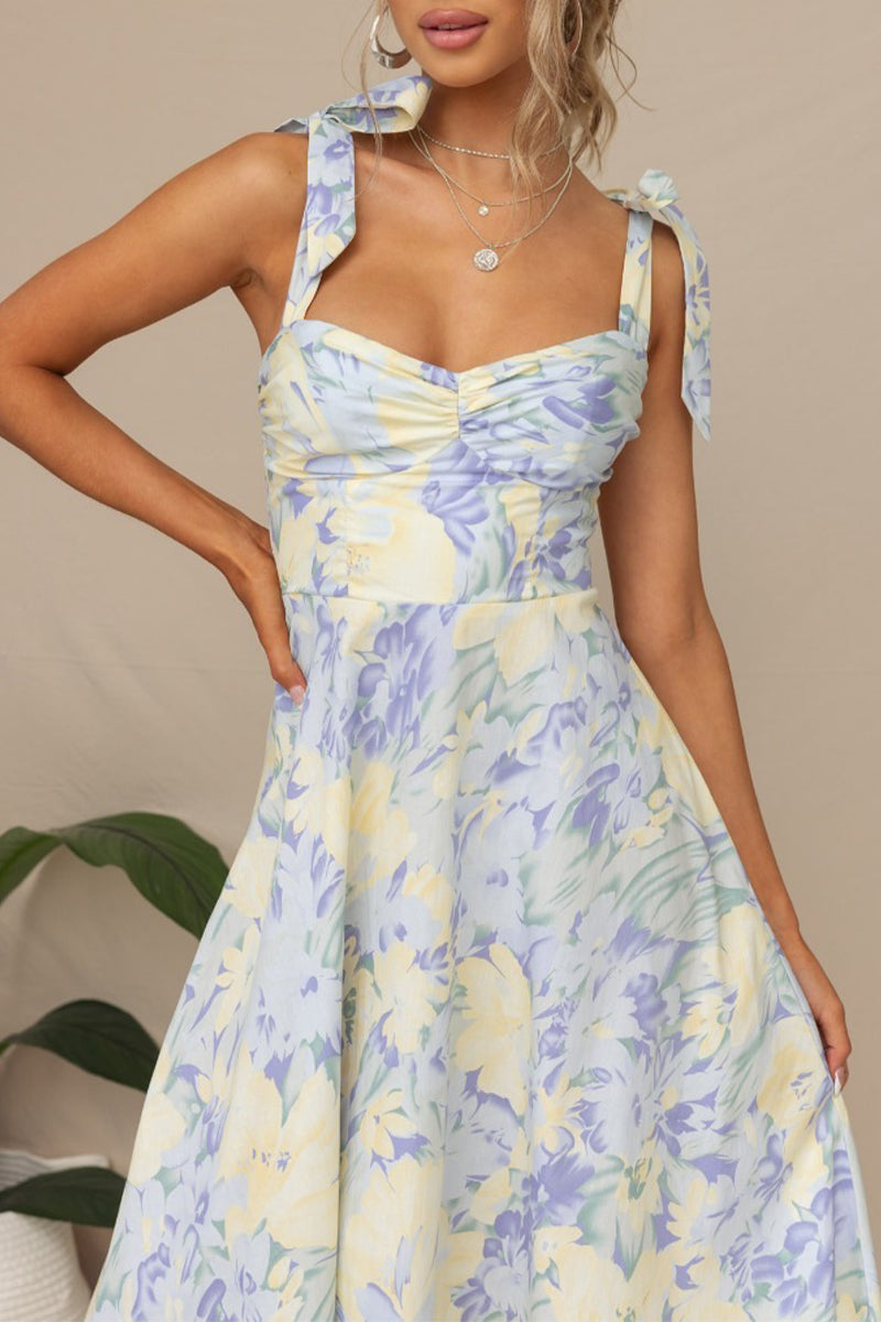 LB | Sukienka midi bandeau z nadrukiem w kwiaty