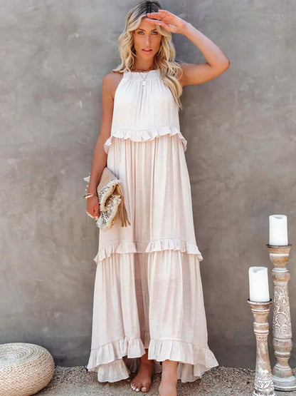 LB | Halter Ruffle Maxi Dress