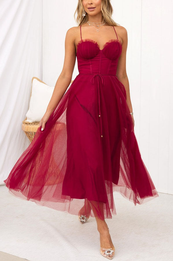 LB | Sukienka midi Bustier z tiulu