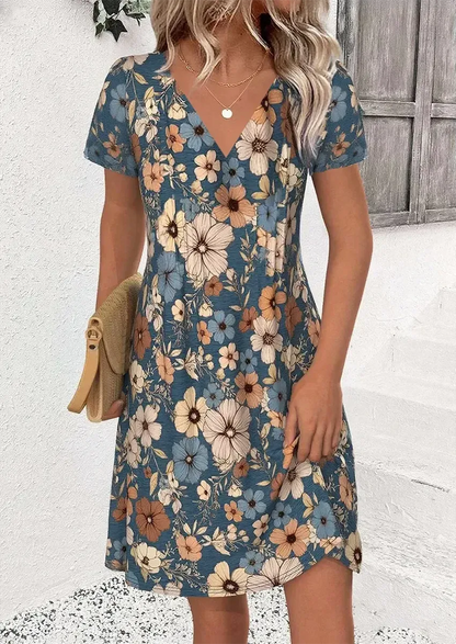 LB | Szykowna sukienka mini z krótkim rękawem V-neck