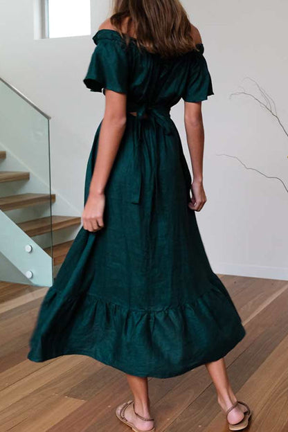 LB | SUKIENKA MIDI Z RUCHED HEM OFF-THE-SHOULDER
