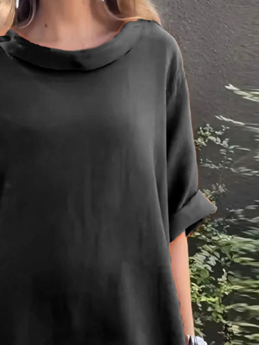 LB | Full Size Casual Loose Fit Round Neck Midi Dress Plus Size