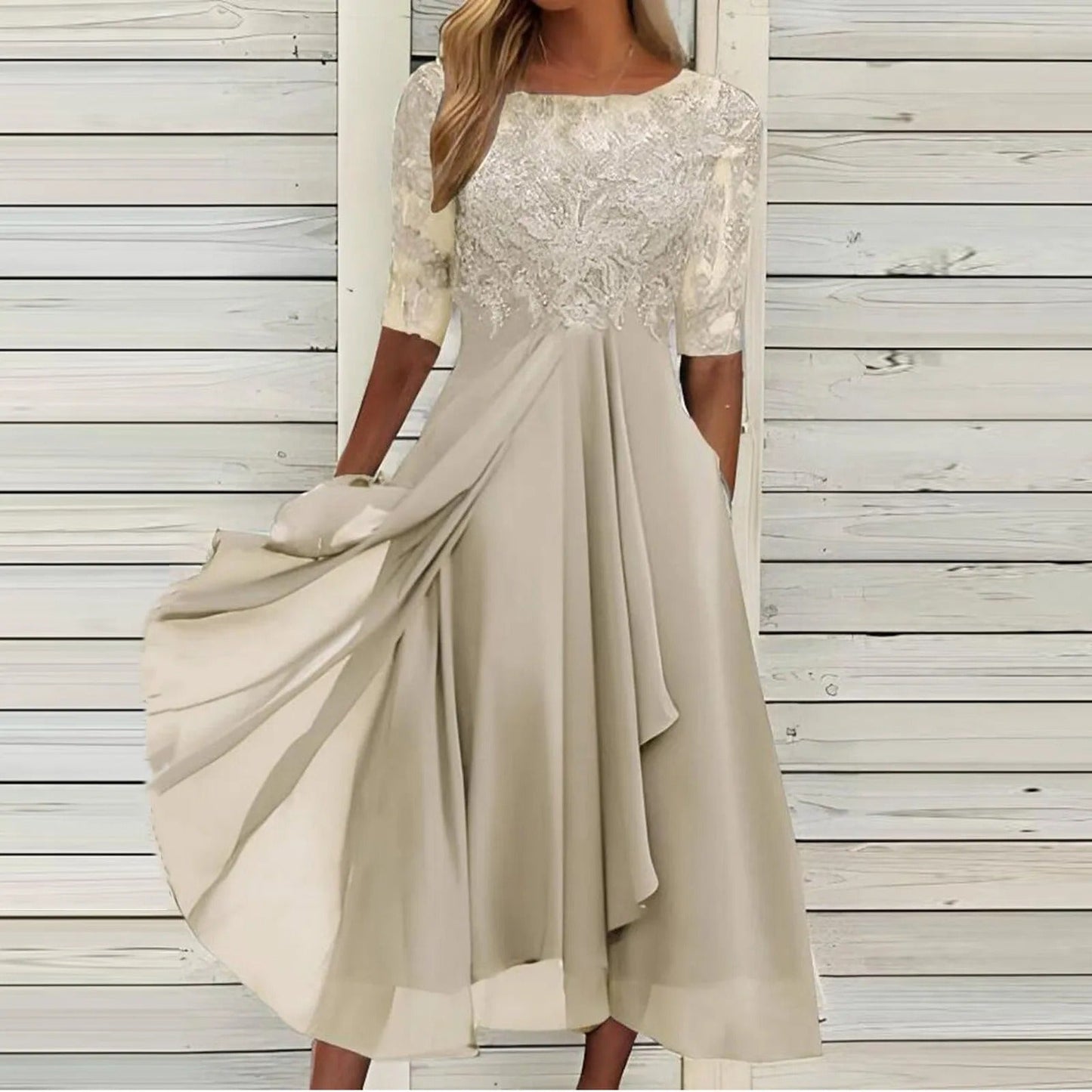 LB | Elegancka koronkowa sukienka midi