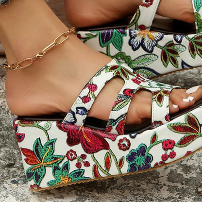 AS | Wycięte kwiatowe sandały peep toe