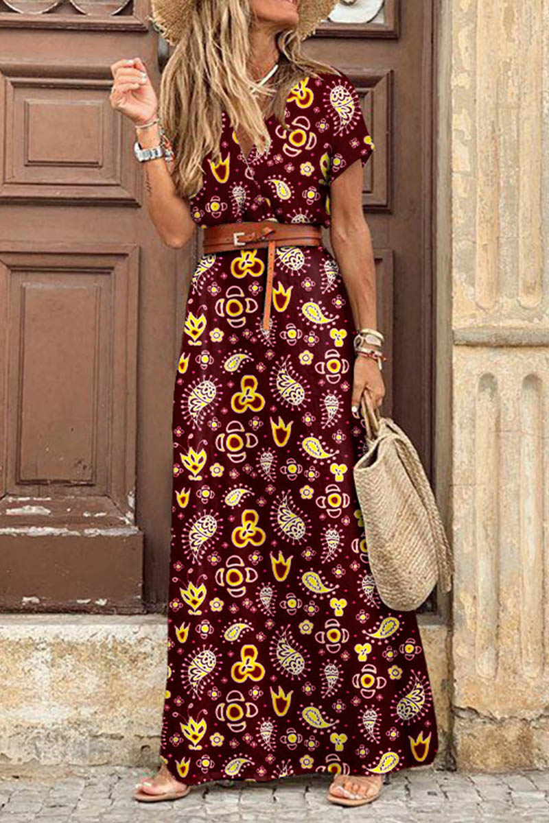 LB | Sukienka maxi z krótkim rękawem w stylu boho