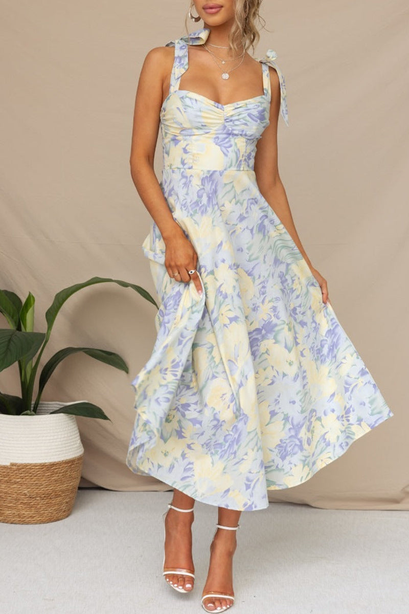 LB | Sukienka midi bandeau z nadrukiem w kwiaty