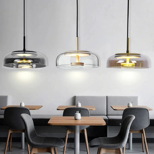 IndustrialLuxe - Geometryczna szklana lampa wisząca