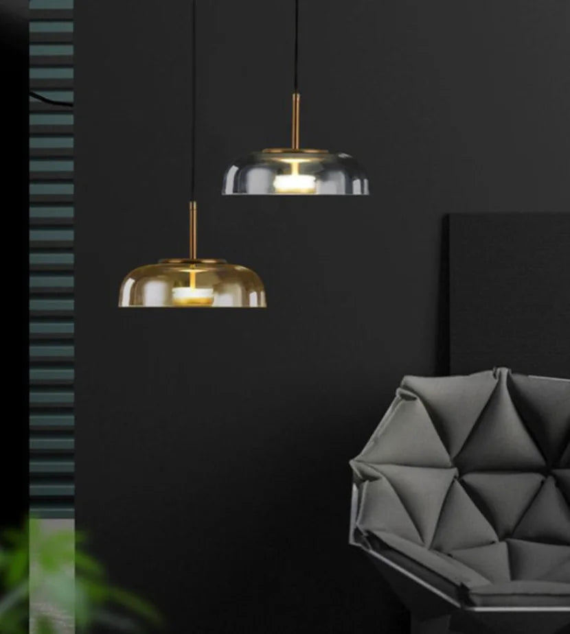 IndustrialLuxe - Geometryczna szklana lampa wisząca