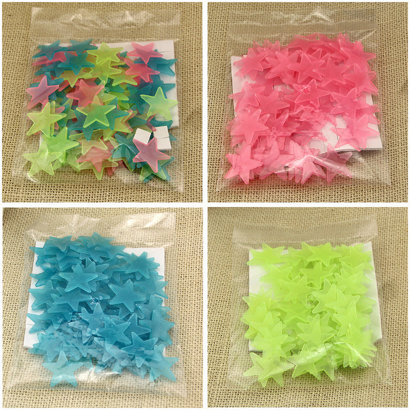 100 sztuk 3d gwiazd świecących w ciemności naklejek ściennych