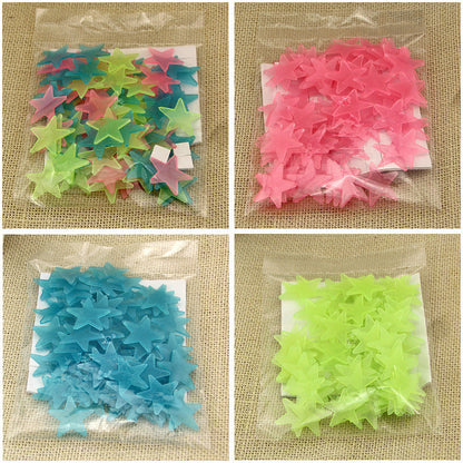 100 sztuk 3d gwiazd świecących w ciemności naklejek ściennych