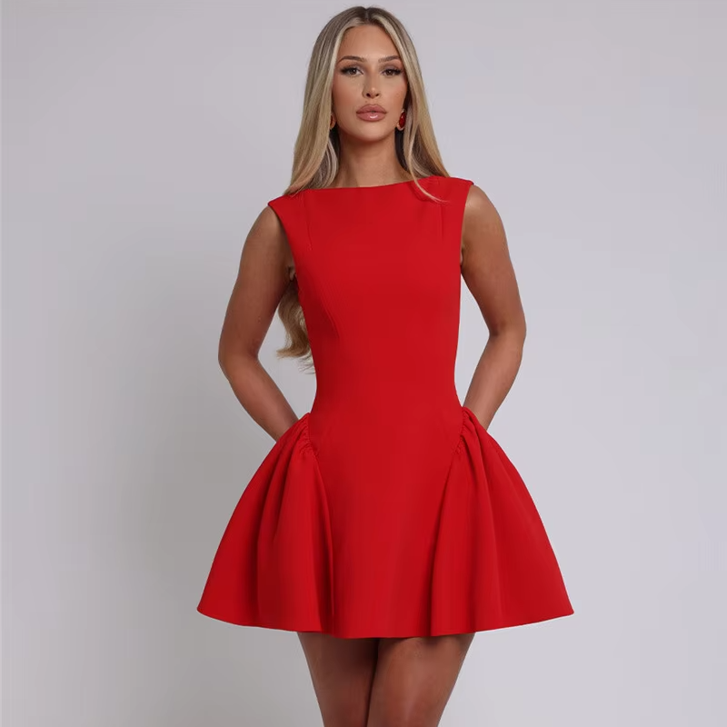 LB | Stylowa sukienka bez pleców z wysoką talią w linii A Seksowna mini sukienka
