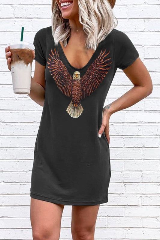 LB | Casual Basic Print Czarna sukienka mini (3 kolory)