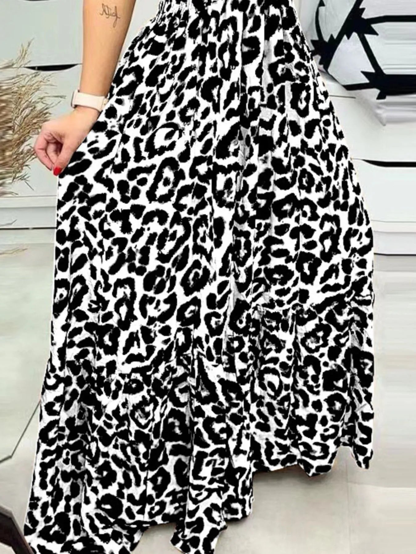 LB | Full Size Leopard Print Spaghetti Strap Maxi Dress Plus Size