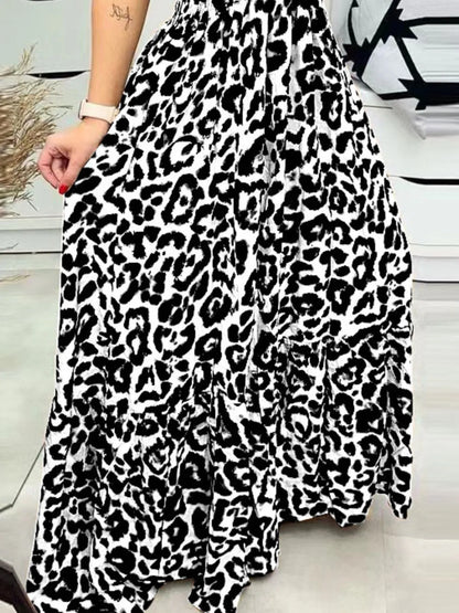 LB | Full Size Leopard Print Spaghetti Strap Maxi Dress Plus Size