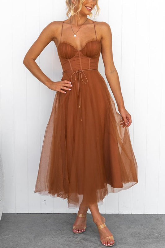 LB | Sukienka midi Bustier z tiulu