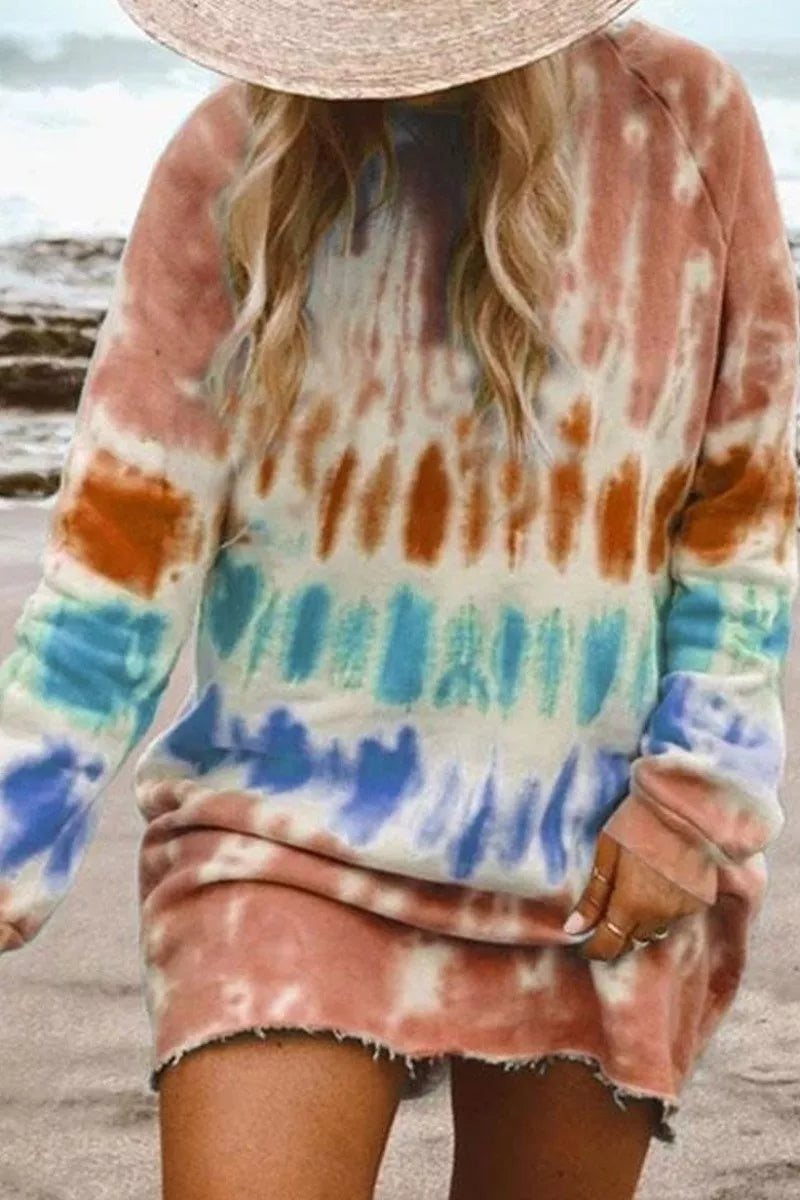 LB | Florcoo Tie-dye niebieska mini sukienka (4 kolory)