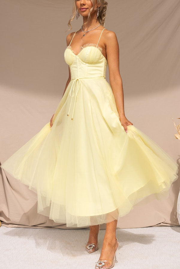 LB | Sukienka midi Bustier z tiulu