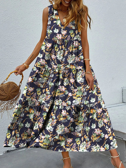LB | Sukienka maxi tank w kwiatowe paski