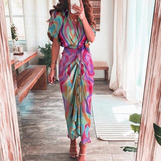 AS | Sukienka boho z wielokolorowym nadrukiem