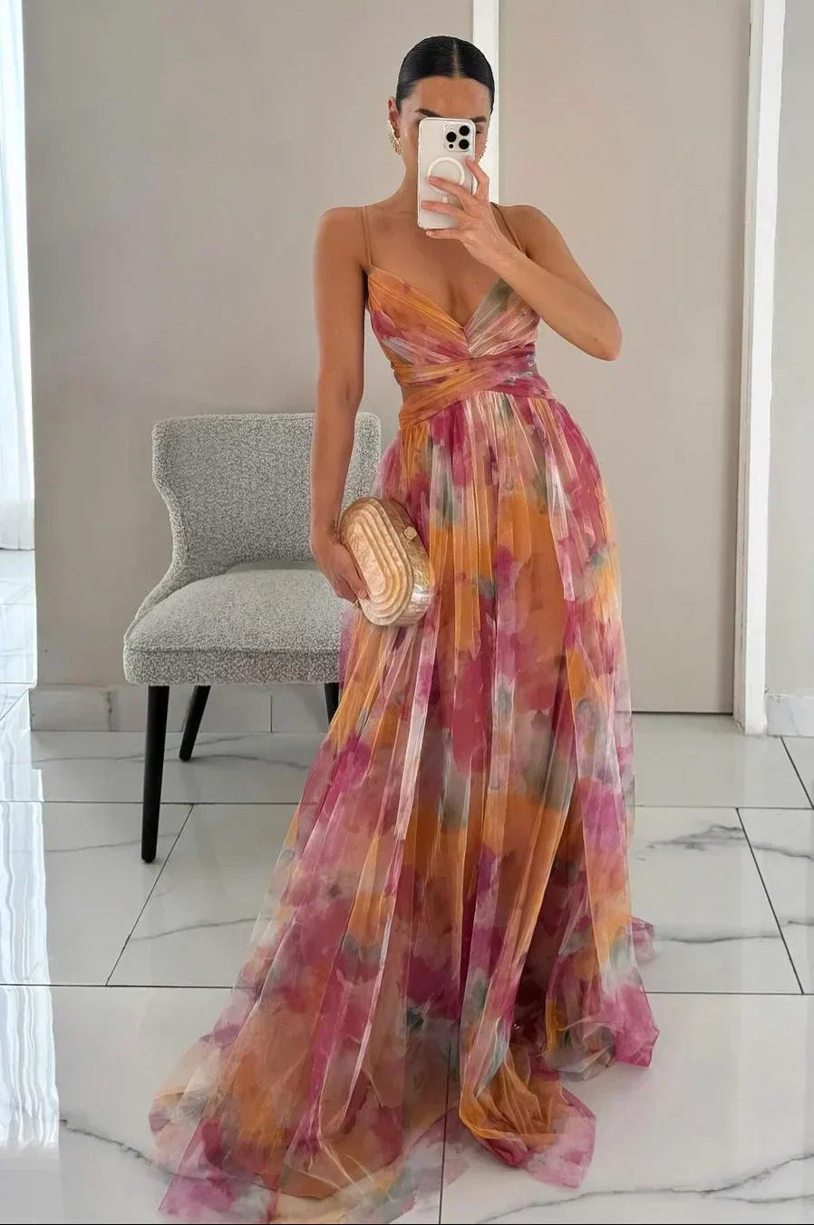 LB | Sukienka maxi damska, elegancki i warstwowy wygląd