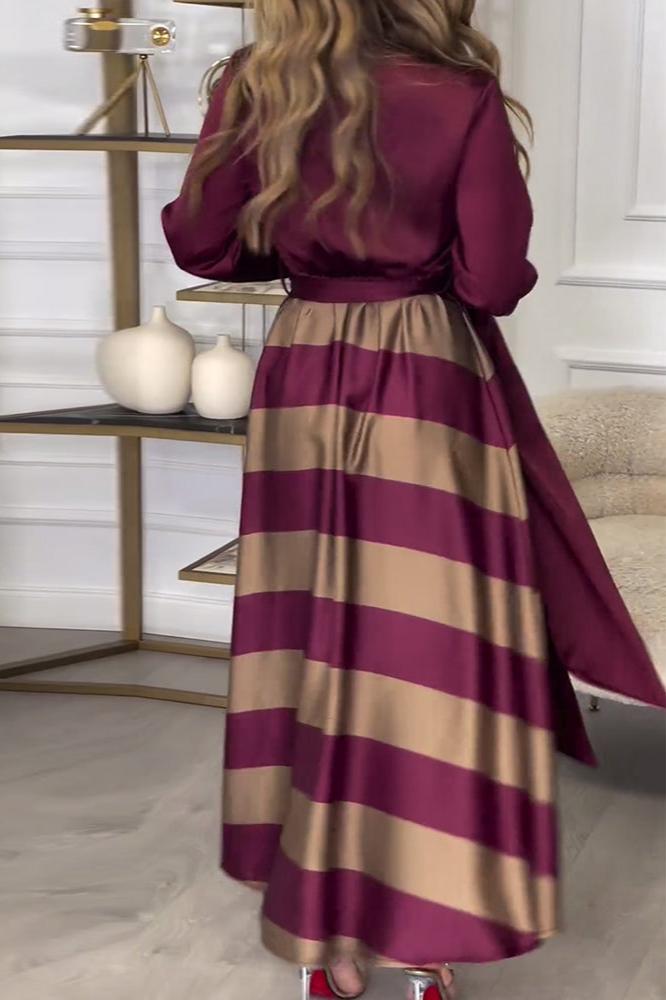 LB | Sukienka maxi w paski o eleganckim wyglądzie
