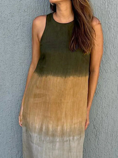 LB | Full Size Gradient Tank Midi Dress bez rękawów Plus Size