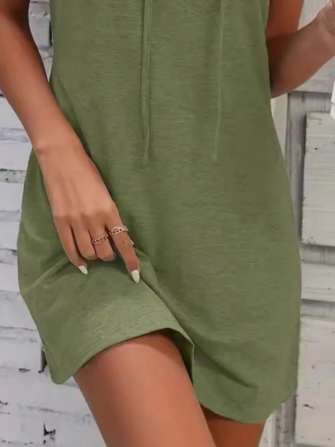LB | Pełny rozmiar Sznurek Casualowa sukienka mini bez rękawów z kapturem Plus Size