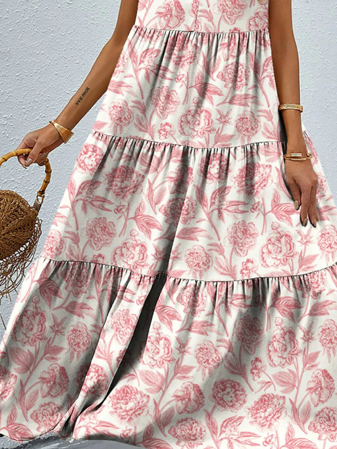 LB | Sukienka maxi tank w kwiatowe paski