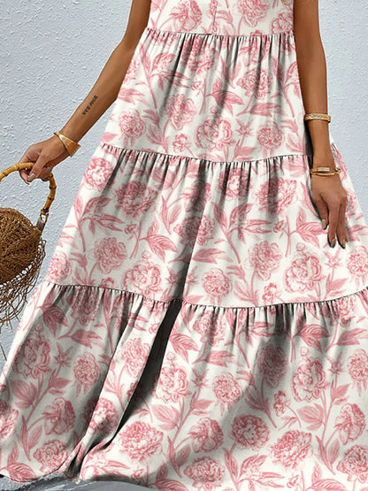 LB | Sukienka maxi tank w kwiatowe paski