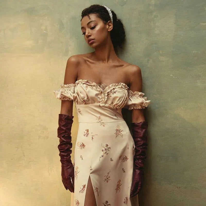 LB | Fashion Du Jour Floral Print Off Shoulder Midi Dress